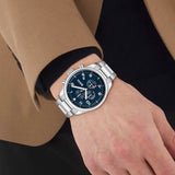 Hugo Boss View Chronograph Blue Dial Silver Steel Strap Watch For Men - 1513989 Buy Now By Hugo Boss