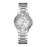 Guess Mini Prism Diamonds Silver Dial Silver Steel Strap Watch for Women - W12638L1 Buy Now By Guess