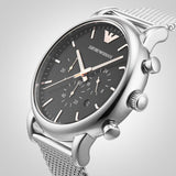 Emporio Armani Luigi Black Dial Silver Mesh Bracelet Watch For Men - AR8032 Buy Now By Emporio Armani