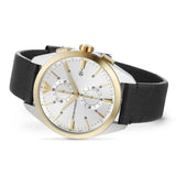 Emporio Armani Claudio Chronograph Silver Dial Black Leather Strap Watch For Men - AR11498 Buy Now By Emporio Armani