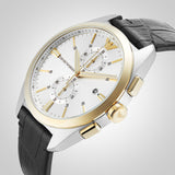 Emporio Armani Claudio Chronograph Silver Dial Black Leather Strap Watch For Men - AR11498 Buy Now By Emporio Armani