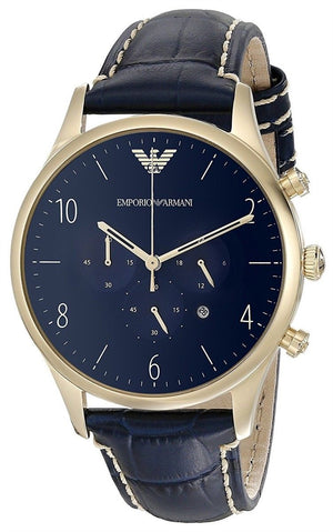 Emporio Armani Chronograph Midnight Blue Dial Blue Leather Strap Watch For Men - AR1862 Buy Now By Emporio Armani
