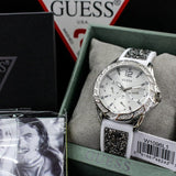 Guess Swirl Quartz Silver Dial White Silicone Strap Watch for Women - W1096L1 Buy Now By Guess