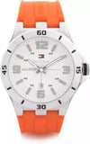 Tommy Hilfiger Analog White Dial Orange Rubber Strap Watch for Men - 1791063 Buy Now By Tommy Hilfiger