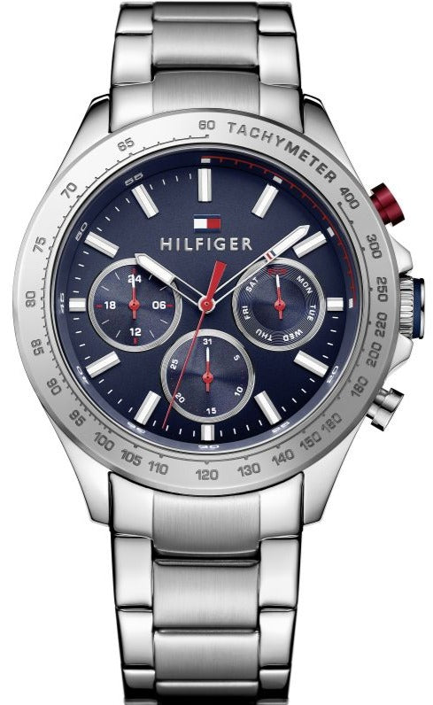 Tommy Hilfiger Hudson Chronograph Quartz Blue Dial Silver Steel Strap Watch For Men - 1791228 Buy Now By Tommy Hilfiger