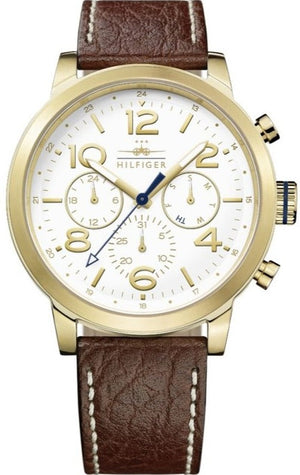 Tommy Hilfiger Jake Quartz White Dial Brown Leather Strap Watch for Men - 1791231 Buy Now By Tommy Hilfiger