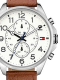 Tommy Hilfiger Dean Quartz Multifunction White Dial Brown Leather Strap Watch for Men - 1791274 Buy Now By Tommy Hilfiger