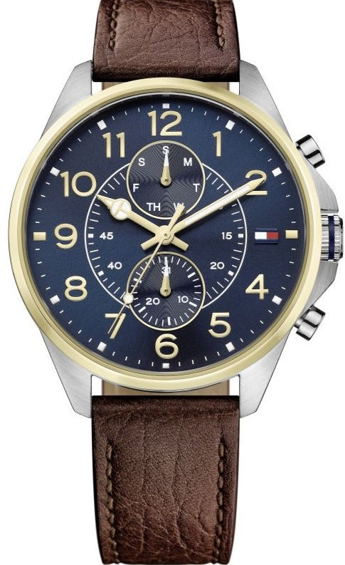 Tommy Hilfiger Dean Multifunctional Blue Dial Brown Leather Strap Watch for Men - 1791275 Buy Now By Tommy Hilfiger