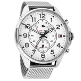 Tommy Hilfiger Dean Chronograph White Dial Silver Mesh Bracelet Watch for Men - 1791277 Buy Now By Tommy Hilfiger