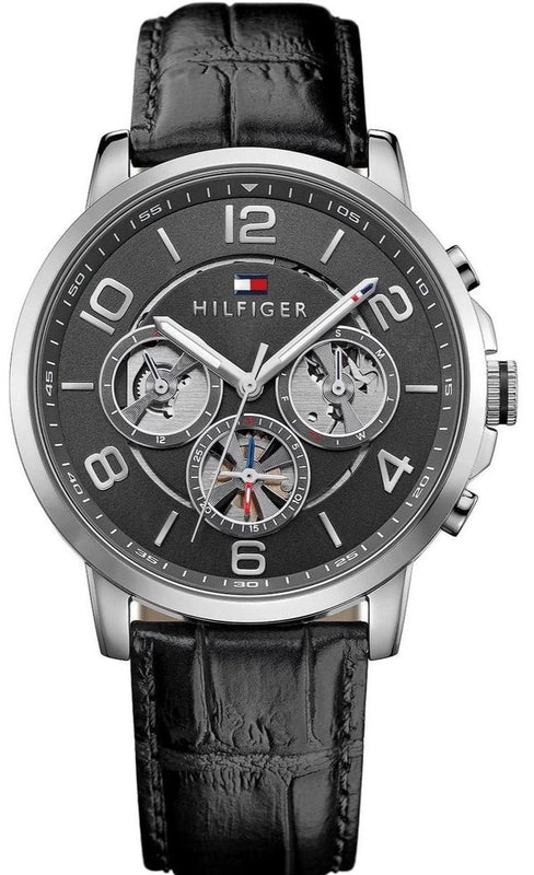 Tommy Hilfiger Keagan Quartz Grey Dial Black Leather Strap Watch for Men - 1791289 Buy Now By Tommy Hilfiger