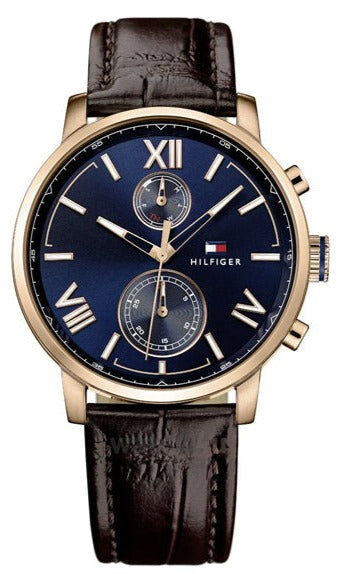Tommy Hilfiger Aiden Quartz Blue Dial Brown Leather Strap Watch for Men - 1791308 Buy Now By Tommy Hilfiger