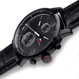 Tommy Hilfiger Aden Chronograph Black Dial Black Leather Strap Watch for Men - 1791310 Buy Now By Tommy Hilfiger