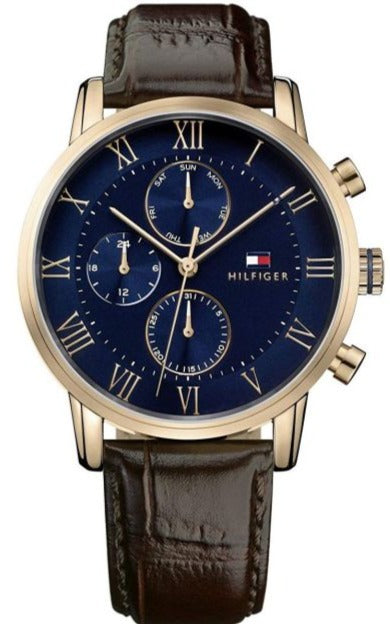 Tommy Hilfiger Kane Chronograph Blue Dial Brown Leather Strap Watch for Men - 1791399 Buy Now By Tommy Hilfiger