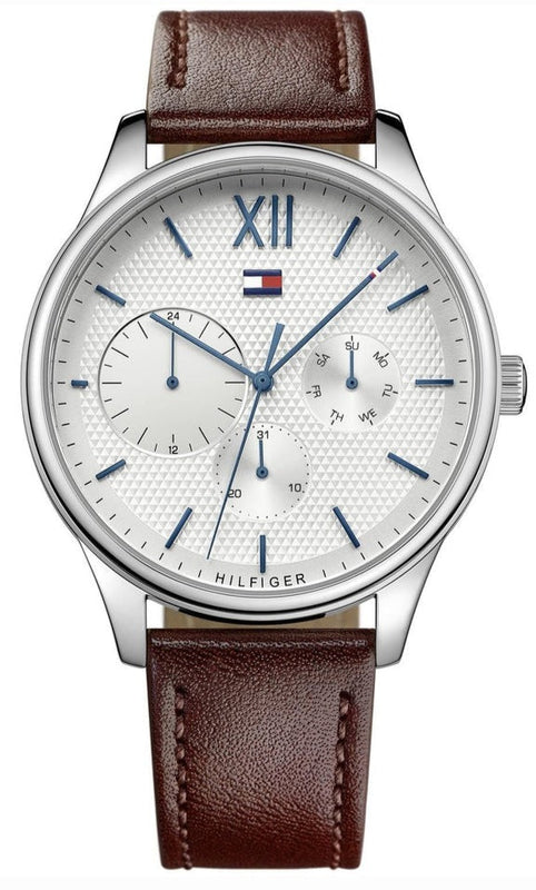 Tommy Hilfiger Damon Quartz White Dial Brown Leather Strap Watch for Men - 1791418 Buy Now By Tommy Hilfiger