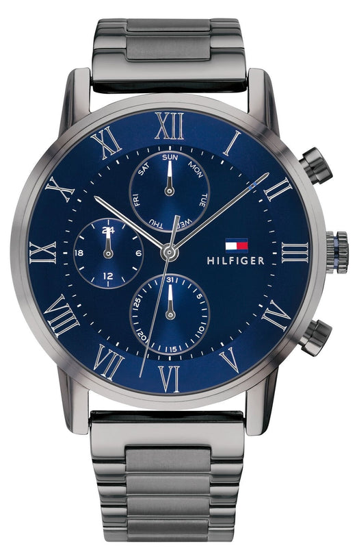 Tommy Hilfiger Kane Quartz Blue Dial Black Steel Strap Watch for Men - 1791456 Buy Now By Tommy Hilfiger