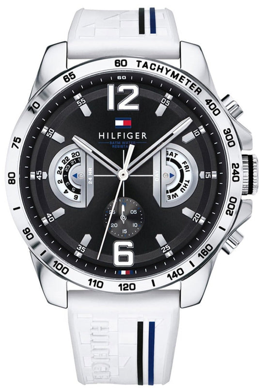 Tommy Hilfiger Multifunction Black Dial White Rubber Strap Watch for Men - 1791475 Buy Now By Tommy Hilfiger