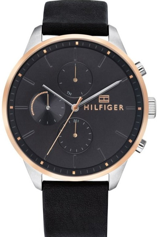 Tommy Hilfiger Chase Chronograph Quartz Grey Dial Black Leather Strap Watch For Men - 1791488 Buy Now By Tommy Hilfiger