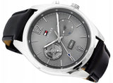 Tommy Hilfiger Deacan Grey Dial Black Leather Strap Watch for Men - 1791548 Buy Now By Tommy Hilfiger