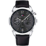 Tommy Hilfiger Deacan Grey Dial Black Leather Strap Watch for Men - 1791548 Buy Now By Tommy Hilfiger