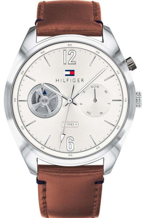 Tommy Hilfiger Deacon White Dial Brown Leather Strap Watch for Men - 1791550 Buy Now By Tommy Hilfiger