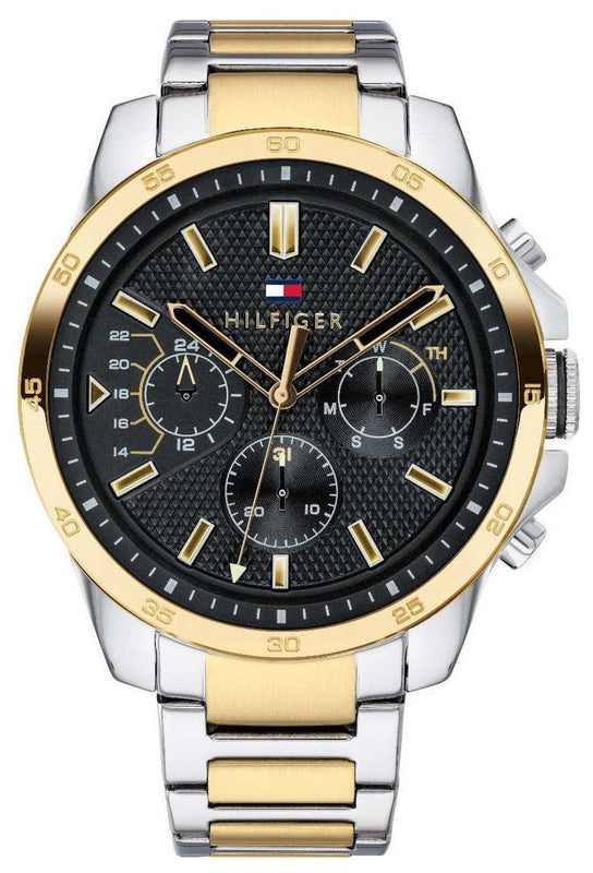 Tommy Hilfiger Decker Chronograph Black Dial Two Tone Steel Strap Watch for Men - 1791559 Buy Now By Tommy Hilfiger