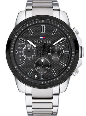 Tommy Hilfiger Iconic Quartz Black Dial Silver Steel Strap Watch for Men - 1791564 Buy Now By Tommy Hilfiger