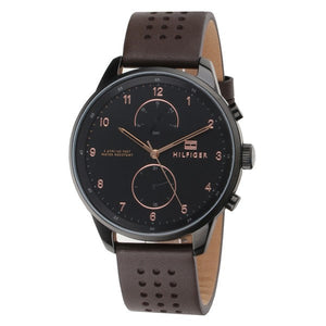 Tommy Hilfiger Chase Quartz Black Dial Brown Leather Strap Watch for Men - 1791577 Buy Now By Tommy Hilfiger