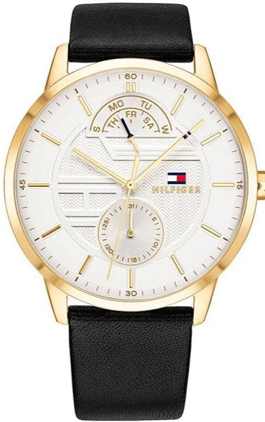 Tommy Hilfiger Hunter White Dial Black Leather Strap Watch for Men - 1791606 Buy Now By Tommy Hilfiger