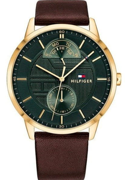 Tommy Hilfiger Hunter Green Dial Brown Leather Strap Watch for Men - 1791607 Buy Now By Tommy Hilfiger
