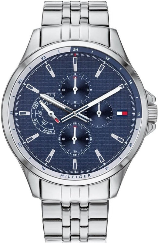 Tommy Hilfiger Shawn Multifunction Quartz Blue Dial Silver Steel Strap Watch for Men - 1791612 Buy Now By Tommy Hilfiger