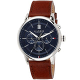 Tommy Hilfiger Kyle Multifunction Blue Dial Brown Leather Strap Watch for Men - 1791629 Buy Now By Tommy Hilfiger