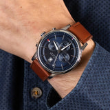 Tommy Hilfiger Kyle Multifunction Blue Dial Brown Leather Strap Watch for Men - 1791629 Buy Now By Tommy Hilfiger