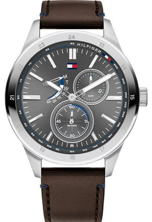 Tommy Hilfiger Austin Grey Dial Brown Leather Strap Watch for Men - 1791637 Buy Now By Tommy Hilfiger