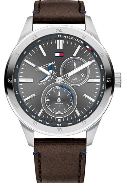 Tommy Hilfiger Austin Grey Dial Brown Leather Strap Watch for Men - 1791637 Buy Now By Tommy Hilfiger