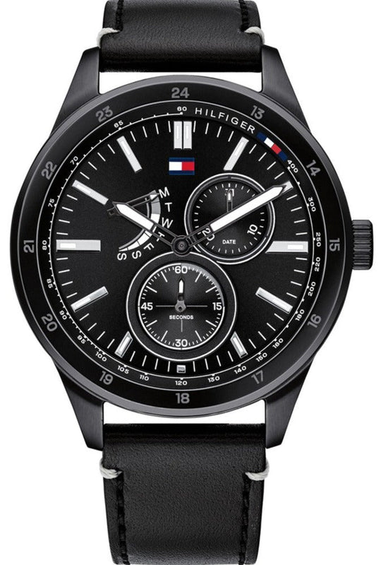 Tommy Hilfiger Austin Black Dial Black Leather Strap Watch for Men - 1791638 Buy Now By Tommy Hilfiger