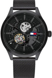 Tommy Hilfiger Spencer Skeleton Black Dial Black Mesh Bracelet Watch for Men - 1791644 Buy Now By Tommy Hilfiger