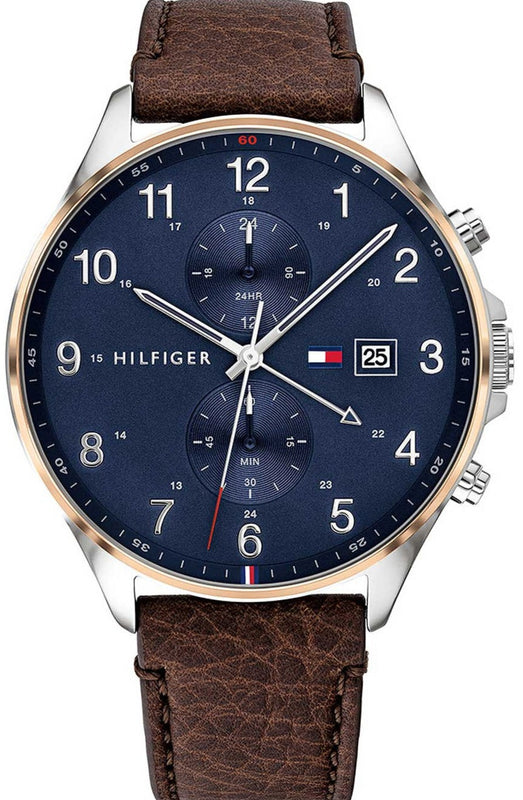 Tommy Hilfiger West Chronograph Blue Dial Brown Leather Strap Watch For Men - 1791712 Buy Now By Tommy Hilfiger