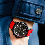Tommy Hilfiger Multifunction Quartz Black Dial Red Rubber Strap Watch for Men - 1791722 Buy Now By Tommy Hilfiger