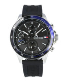 Tommy Hilfiger Bank Quartz Black Dial Black Rubber Strap Watch for Men - 1791724 Buy Now By Tommy Hilfiger