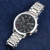 Tommy Hilfiger Asher Chronograph Black Dial Silver Steel Strap Watch For Men - 1791852 Buy Now By Tommy Hilfiger