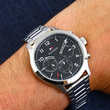 Tommy Hilfiger Asher Chronograph Black Dial Silver Steel Strap Watch For Men - 1791852 Buy Now By Tommy Hilfiger