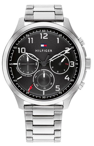 Tommy Hilfiger Asher Chronograph Black Dial Silver Steel Strap Watch For Men - 1791852 Buy Now By Tommy Hilfiger