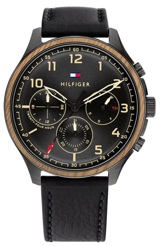 Tommy Hilfiger Asher Chronograph Black Dial Black Leather Strap Watch For Men - 1791854 Buy Now By Tommy Hilfiger