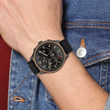 Tommy Hilfiger Asher Chronograph Black Dial Black Leather Strap Watch For Men - 1791854 Buy Now By Tommy Hilfiger