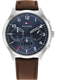 Tommy Hilfiger Asher Chrongraph Blue Dial Brown Leather Strap Watch For Men - 1791855 Buy Now By Tommy Hilfiger