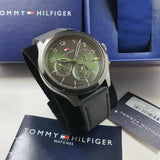 Tommy Hilfiger Asher Chronograph Green Dial Black Leather Strap Watch For Men - 1791856 Buy Now By Tommy Hilfiger