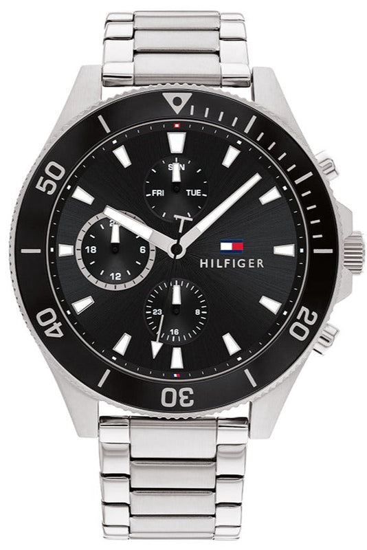 Tommy Hilfiger Larson Multifunction Black Dial Silver Steel Strap Watch For Men - 1791916 Buy Now By Tommy Hilfiger