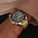 Tommy Hilfiger Larson Chronograph Black Dial Gold Steel Strap Watch For Men - 1791919 Buy Now By Tommy Hilfiger