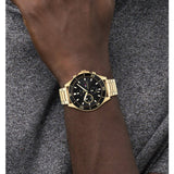 Tommy Hilfiger Larson Chronograph Black Dial Gold Steel Strap Watch For Men - 1791919 Buy Now By Tommy Hilfiger