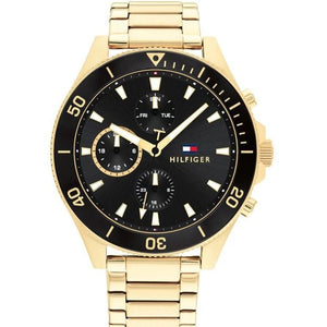 Tommy Hilfiger Larson Chronograph Black Dial Gold Steel Strap Watch For Men - 1791919 Buy Now By Tommy Hilfiger